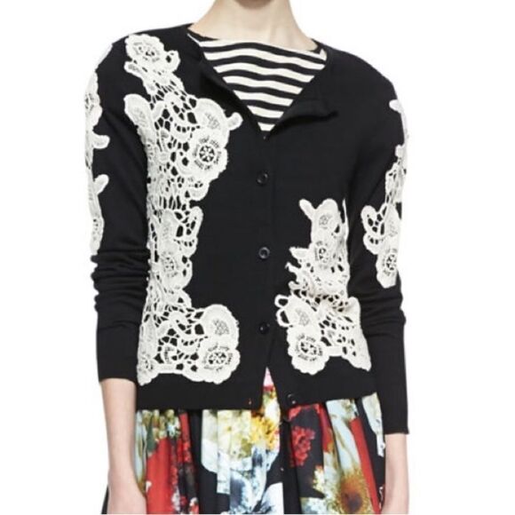 Alice + Olivia Cherrie Embroidered Lace Cardigan in Size Small - Picture 1 of 9